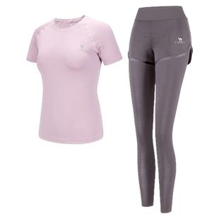 骆驼女装休闲运动套装女夏季跑步健身瑜伽服短袖T恤瑜伽裤两件套