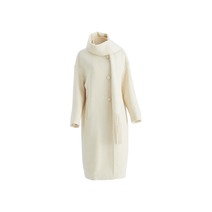 OBEG欧碧倩极简廓形羊毛呢围巾大衣高知老钱风外套10484150