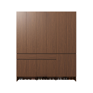 定制橡木全实木深胡桃鞋柜家用门口收纳柜一体靠墙入户玄关储物柜