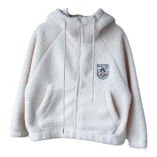 冬装上新~男女中大童学生装毛茸茸熊耳朵连帽加厚款外套棉衣棉服