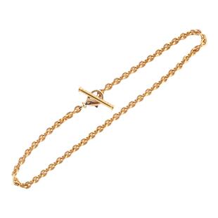 金声情艺18K黄金o字项链男999足金素链女锁骨链玫瑰金怀表链定制