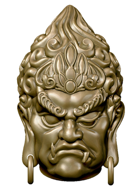 黄铜不动明王手把件钥匙扣挂件