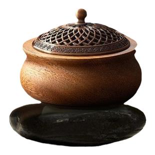 至檀【胡桃木沉香炉】胡桃木实木香炉中式复古香薰炉家用熏香底座