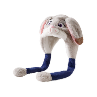 儿童耳朵会动可爱兔子警官朱迪帽子冬季保暖防寒男女童毛绒护耳帽