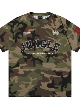 JUNGLETIGER美式字母迷彩短袖男