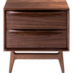 木智工坊|涟漪床头柜 榉木白橡黑胡桃实木卧室收纳储物柜床边柜