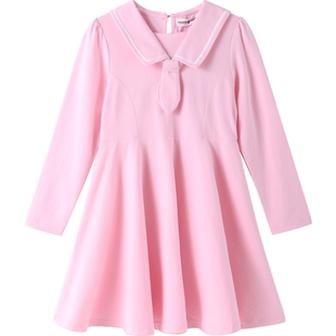 铅笔俱乐部童装2025春秋新款女童连衣裙儿童学院风中大童休闲裙子