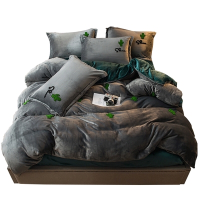 牛奶绒保暖床单被套四件套床笠