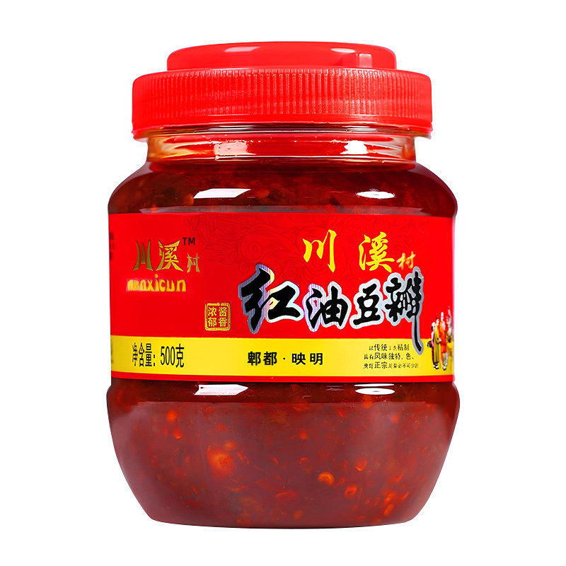 川溪村郫县豆瓣酱500g正宗四川特产红油豆瓣酱炒菜辣椒酱袋装家用