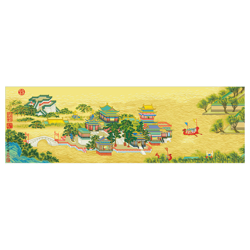 清明上河图金明池大格满绣手工