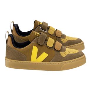 现货法国VEJA儿童板鞋加绒休闲鞋魔术贴小白鞋低帮撞色秋冬V10V12