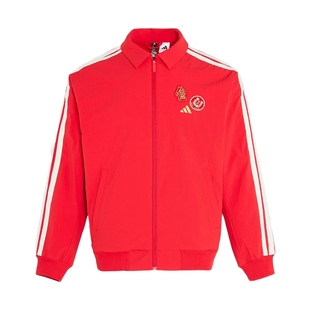 阿迪达斯王安宇同款新年款红色外套春男拒水梭织加绒夹克 KE4059