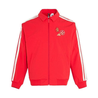 阿迪达斯王安宇同款新年款红色外套春男拒水梭织加绒夹克 KE4059