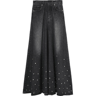 IT HAIKURE女装牛仔半身裙长裙新款复古摩登大裙摆伞裙807816XL