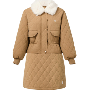 TASHI GOLF 冬季保暖毛领外套ig高尔夫女装抽绳修身棉服短裙套装