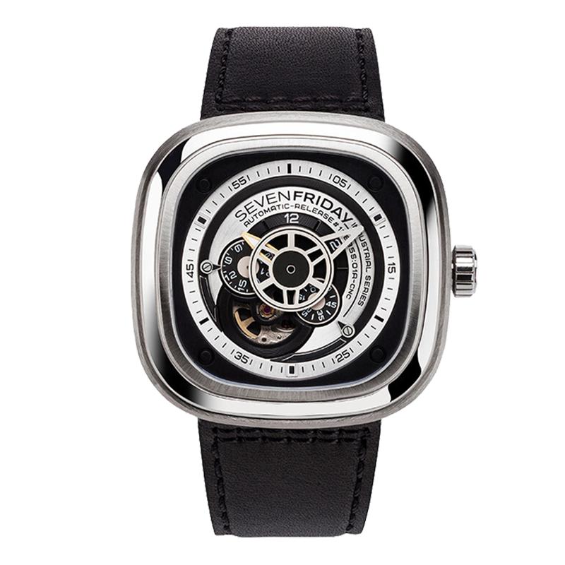 【自营】SEVENFRIDAY七个星期五手表男方形表盘机械皮带男表P1B01