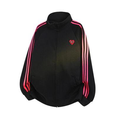 查尔斯桃心三条杆开衫立领卫衣