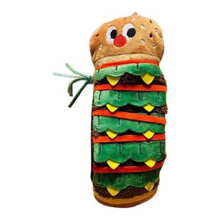 日系汉堡化妆包毛毛虫笔袋毛绒收纳包