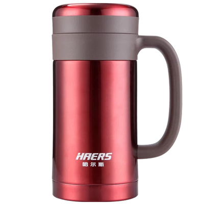 哈尔斯大容量泡茶带把手柄保温杯