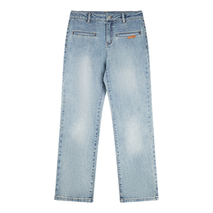 【自营】ELLE法式高级感复古牛仔裤女2025冬新款休闲九分直筒裤子