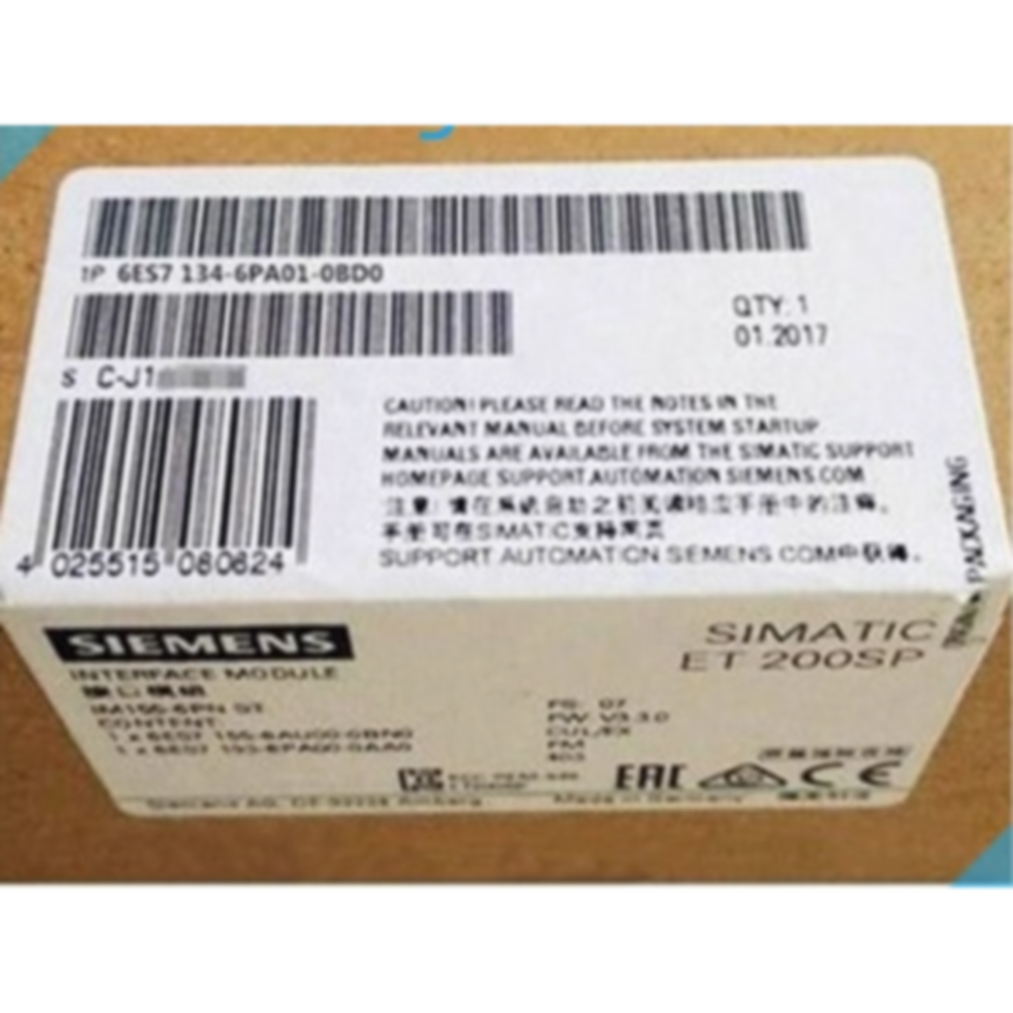 议价6ES7134-6PA01-0CU0西门子 ET200S电能测量模块 6ES71346PA01