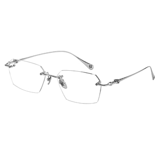 轧戏代旭同款无边框眼镜男近视可配度数镜框裴轸防蓝光纯钛镜架女