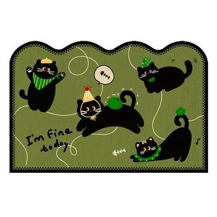 法式中古风绿色卡通进门地垫入户门垫皮革耐脏免洗pvc室内门口垫