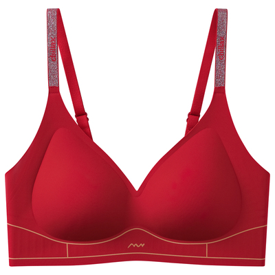 蒂芙娜DIFUNA红色内衣女结婚新娘无痕舒适文胸内裤礼盒套装本命年