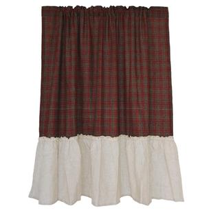鸢尾乡旅美式乡村英伦红色格子门帘遮光窗帘半帘免打孔卧室卫生间