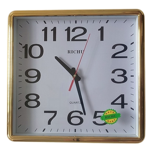 静音挂钟亮金家用时钟客厅挂墙时尚简约大字钟表方形经典石英钟