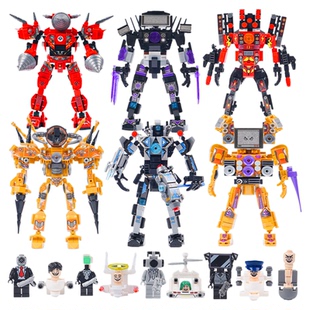 泰坦电视马桶人vs监控人和机器人时钟人男孩拼装积木玩具