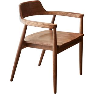 北美黑胡桃木餐椅家用餐桌椅子成人扶手椅简约实木广岛椅原木靠背