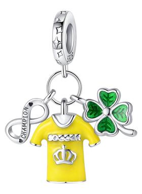 2024新品爆款潘家风格设计-黄色战袍吊坠铜镀s925银串珠吊饰