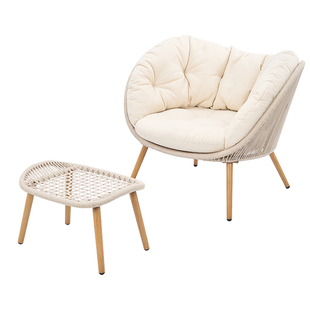 诺歌花园户外沙发脚凳组合别墅庭院休闲露天阳台防水防晒藤编躺椅