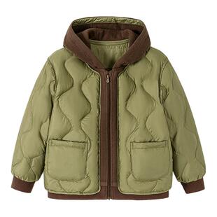 迷你巴拉巴拉男童羽绒服2025秋冬儿童宝宝假两件轻薄保暖连帽外套