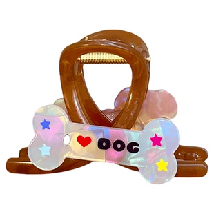 可爱卡通撞色中号抓夹女2025新款小狗发抓后脑勺半扎发鲨鱼夹头饰