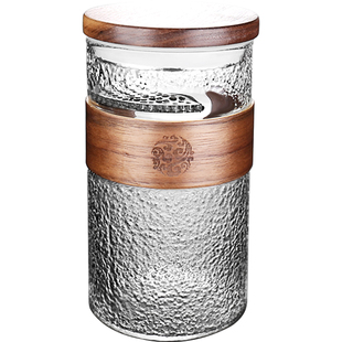 锤纹月牙杯自带玻璃杯带盖泡绿茶杯办公室个人专用男女家用水杯子