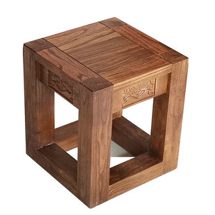 老榆木换鞋凳方凳实木矮凳客厅茶凳沙发凳花架底座家用茶凳小凳子