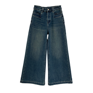 暖肤绒十分裤！四面弹保暖加绒牛仔裤女秋冬小个子显瘦宽松阔腿裤