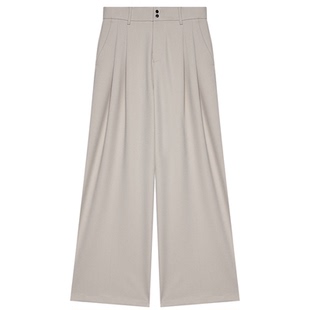 【储格】双褶阔腿裤男宽松舒适2025春夏季裤子斜纹垂感休闲长裤