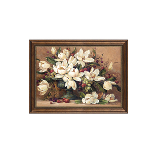 欧式客厅装饰画古典花卉壁画餐厅挂画横版墙画美式走廊饭厅仿油画