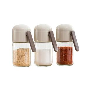 定量盐罐调料盒玻璃厨房调料罐防潮密封调味罐家用控盐分装瓶盐瓶