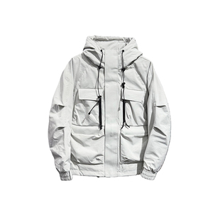 工装机能风连帽羽绒服男2025冬季新款痞帅多口袋户外保暖鸭绒外套