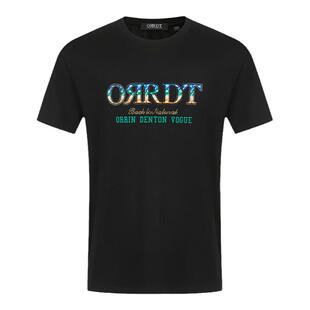 ORRDT澳林丹顿男装短袖T恤2026夏季新款休闲圆领植绒烫钻A17E1802
