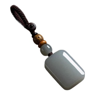 保真天然和田玉烟紫玉无事牌钥匙扣挂件平安玉佩车钥匙挂件饰男女