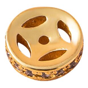 S925纯银镶钻车轮隔片隔珠diy串珠垫片饰品配件散珠花托花片