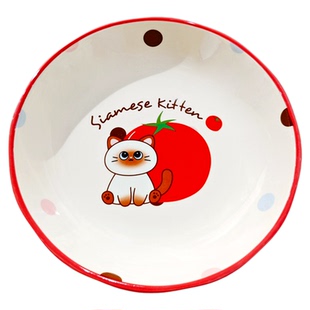 雅诚德碗漂亮潮州餐具暹罗猫咪陶瓷碗家用2025新款带把手可爱餐具
