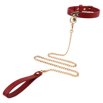 黑红高级项圈女高级choker锁骨项圈狗狗puppy牵引绳黑红神秘套装