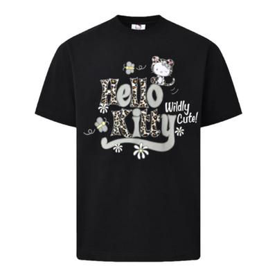 【HELLO KITTY官方联名】WHOOSIS豹纹贴布刺绣LOGO短袖t恤宽松男