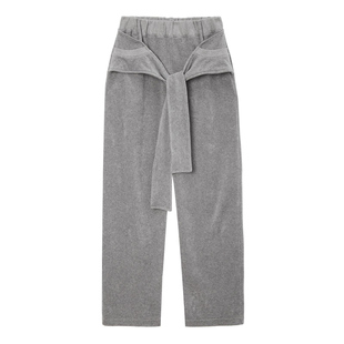 韩国设计师LCDC高腰显瘦垂感阔腿裤女宽松通勤百搭系带休闲长裤